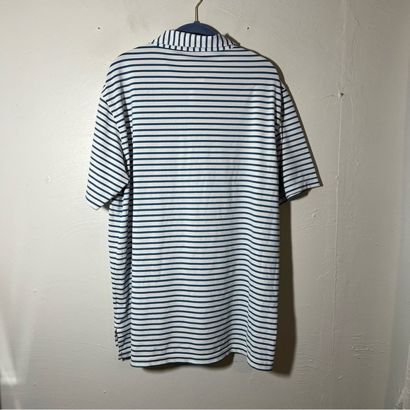 Peter Millar Golf Polo Shirt Mens L Blue Striped Summer Comfort - Picture 5 of 7